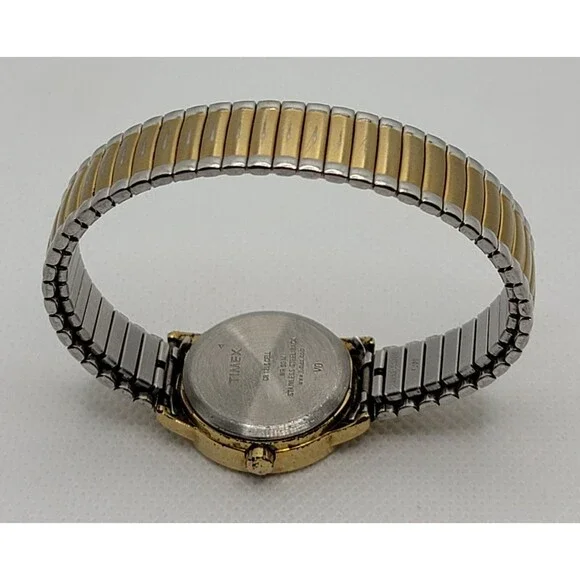 Women's Timex Indiglo White Dial Gold Tone Case Two-Tone Expansion Band Watch 01 - Picture 7 of 8